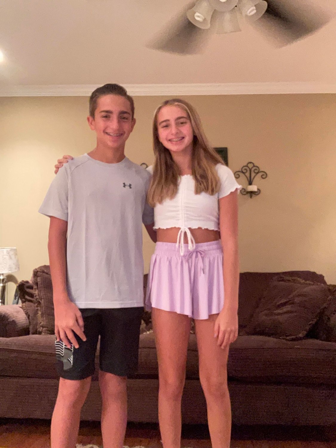 These twins celebrated their first day of seventh grade
at East Moriches Middle School.